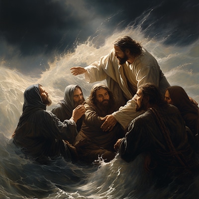 Peter walks on water Jesus comforts